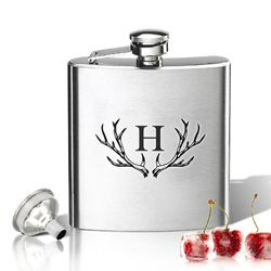 Personalized Stainless Steel Hip Flask - Antlers