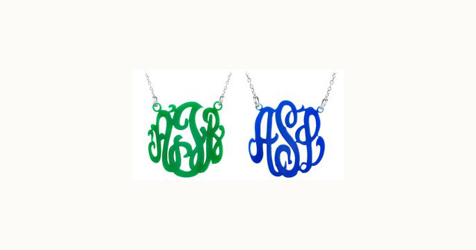 Acrylic Cut-Out Monogram Necklace - Script Monogram (Split Chain Style)