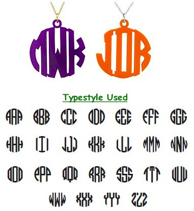 Acrylic Cut-Out Monogram Necklace - Block Circle Monogram Acrylic Cut-Out Monogram Necklace - Block Circle Monogram