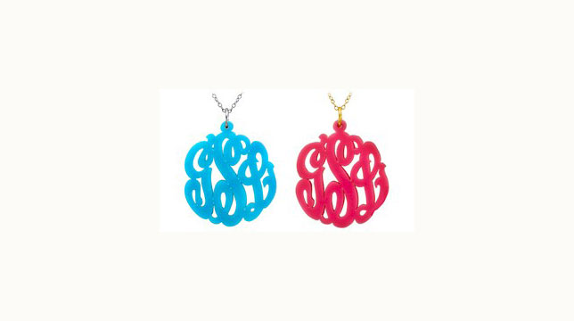 Acrylic Cut-Out Monogram Necklace - Script Monogram (Pendant Style) Acrylic Cut-Out Monogram Necklace - Script Monogram (Pendant Style)