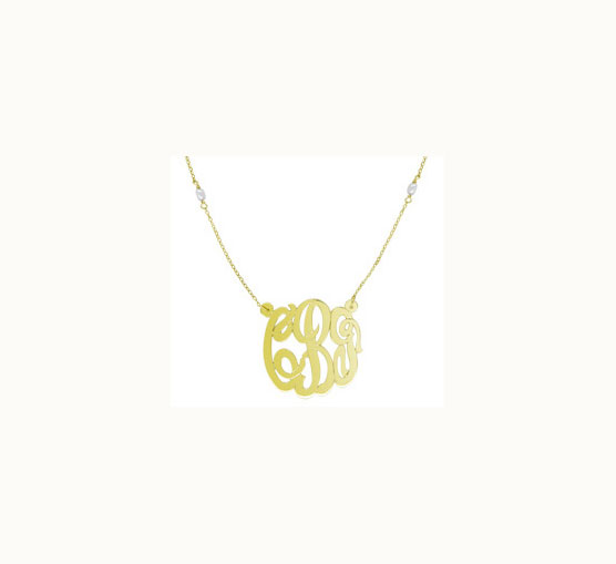 Gold Vermeil Cutout Script With Zirconia Necklace Gold Vermeil Cutout Script With Zirconia Necklace