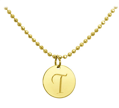 Micro Disc Initial Pendant with Optional Chain and Charms - Gold Vermeil