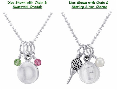 Micro Disc Initial Pendant with Optional Chain and Charms - Sterling Silver Micro Disc Initial Pendant with Optional Chain and Charms - Sterling Silver