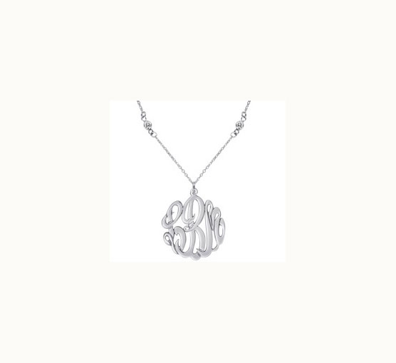 Sterling Silver Cutout Script With Zirconia Necklace Sterling Silver Cutout Script With Zirconia Necklace
