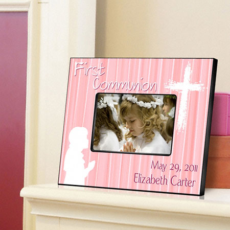 First Communion Frame - Hear Prayer Pink