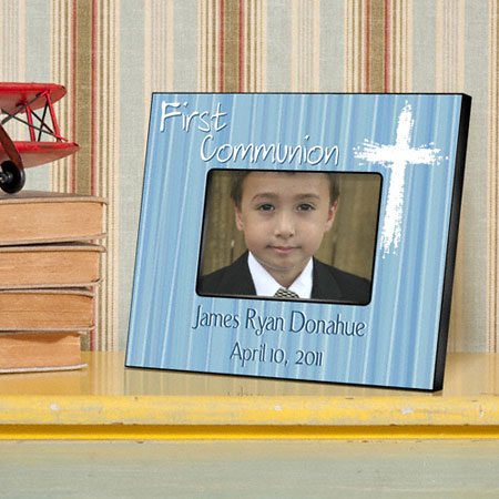 First Communion Frame - Light God Blue