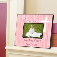 First Communion Frame - Light God Pink