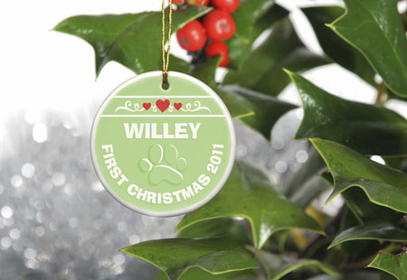 Merry Christmas Ornaments - Puppy Green Merry Christmas Ornaments - Puppy Green