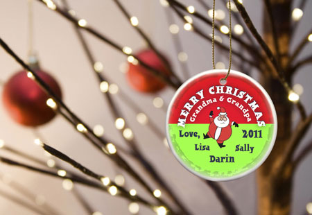 Merry Christmas Ornaments - Santa Round Red