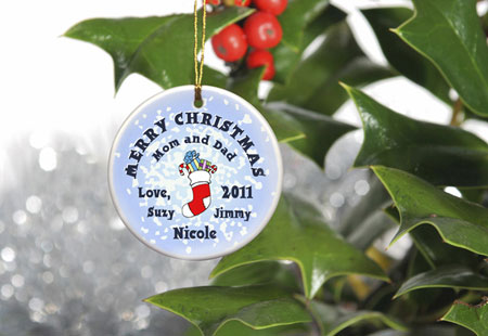 Merry Christmas Ornaments - Stocking Snow Merry Christmas Ornaments - Stocking Snow
