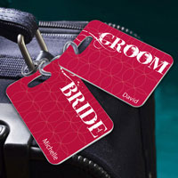 Personalized Couples Sojourn Luggage Tags - Bride Groom