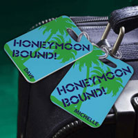 Personalized Couples Sojourn Luggage Tags - Honeymoon Bound