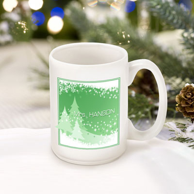 Winter Holiday Coffee Mugs - Green Snowscapes