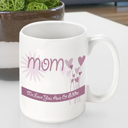 Mother's Day Coffee Mug - Hearts and Flowers