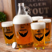 Personalized Printed Beard Growler Drinkware Set - Bobby McBobby