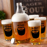 Personalized Printed Beard Growler Drinkware Set - Lumberjack