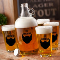 Personalized Printed Beard Growler Drinkware Set - Spade