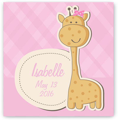 Personalized Baby Nursery Canvas Sign - Baby Giraffe (Girl)