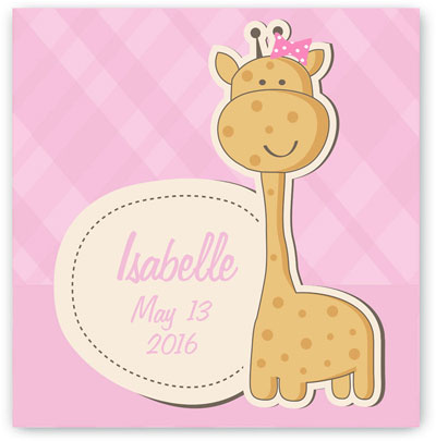 Personalized Baby Nursery Canvas Sign - Baby Giraffe (Girl) Personalized Baby Nursery Canvas Sign - Baby Giraffe (Girl)