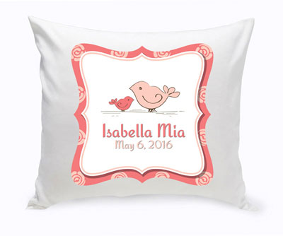 Personalized Baby Nursery Throw Pillow - Birdies