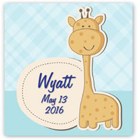 Personalized Baby Nursery Canvas Sign - Baby Giraffe (Boy)