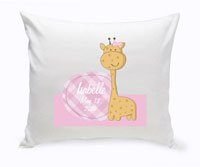 Personalized Baby Nursery Throw Pillow - Baby Giraffe (Girl)