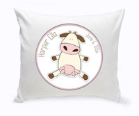 Personalized Baby Nursery Throw Pillow - Cow