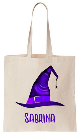 Personalized Halloween Tote Bags - Witch Hat