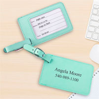 Personalized Mint Leatherette Luggage Tags (OUT OF STOCK)