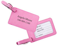 Personalized Pink Leatherette Luggage Tags (OUT OF STOCK)