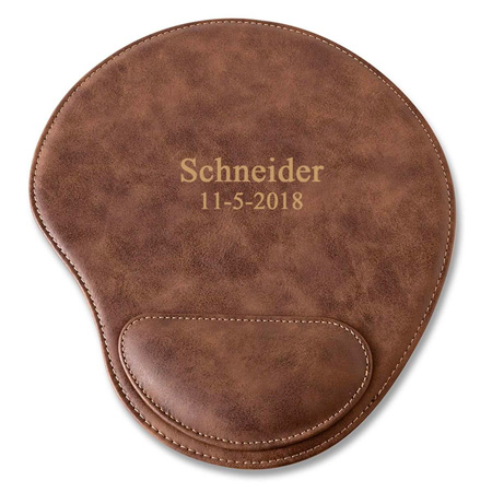 Rustic Vegan Leather Personalized Mouse Pad (Text)