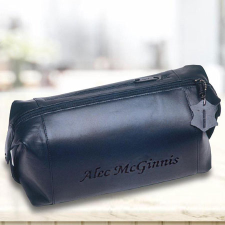 Personalized Travel Bag - Leather Shaving Kit Personalized Travel Bag - Leather Shaving Kit