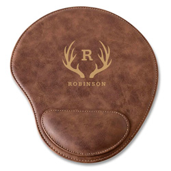 Rustic Vegan Leather Personalized Mouse Pad (Antler)