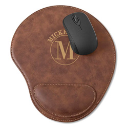 Rustic Vegan Leather Personalized Mouse Pad (Circle)