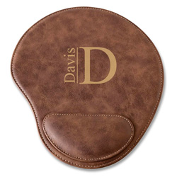 Rustic Vegan Leather Personalized Mouse Pad (Modern)