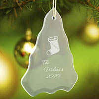Personalized Tree Shaped Beveled Glass Christmas Ornaments (Stocking)