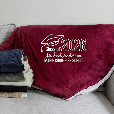 Personalized Graduation Embroidered Sherpa Blanket