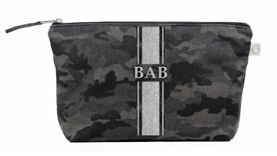 Monogrammed Black Camo Cosmetic Bag