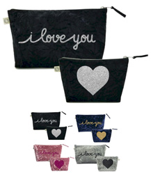 Luxe Bags by Quilted Koala (I Love You Clutch & Makeup Set)