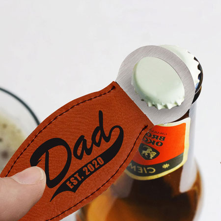 Engraved Small Magnet Bottle Openers by Three Designing Women (Dad Est.)