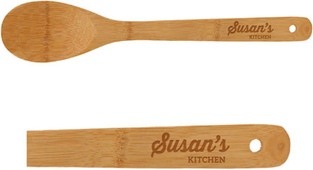 Engraved Name Bamboo Kitchen Spoons by Three Designing Women