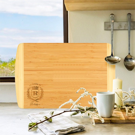 Elegant Engraved Bamboo Cutting Boards (Corner Name) by Three Designing Women Elegant Engraved Bamboo Cutting Boards (Corner Name) by Three Designing Women