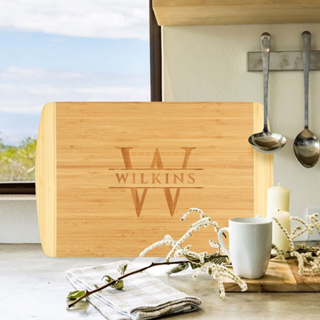 Elegant Engraved Bamboo Cutting Boards (Center) by Three Designing Women