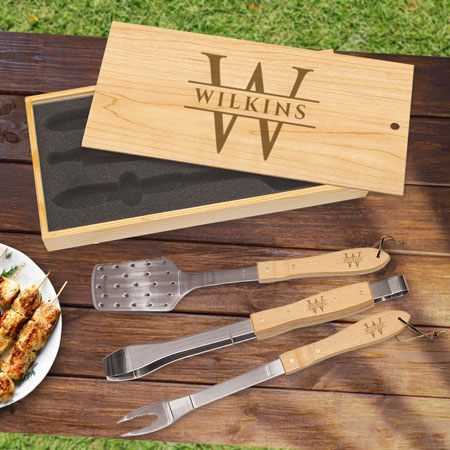 Custom Engraved Grilling BBQ Set with Case by Three Designing Women