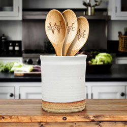 Engraved Initial and Name Bamboo Kitchen Spoons by Three Designing Women
