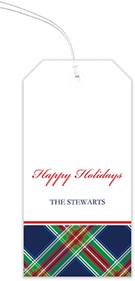 Holiday Hanging Gift Tags by Kelly Hughes Designs (Navy Tartan)