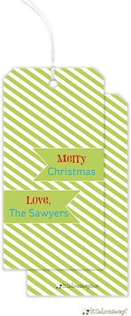 Hanging Gift Tags by Little Lamb Design (Lime Green striped)