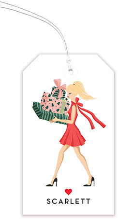 Hanging Gift Tags by Modern Posh (Holiday Girl with Gifts Blonde)