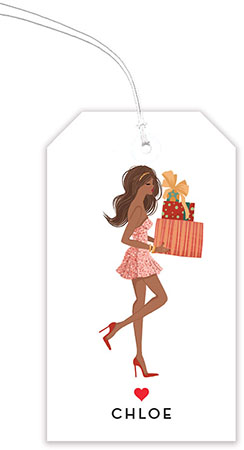 Hanging Gift Tags by Modern Posh (Holiday Girl with Gifts Multicultural)