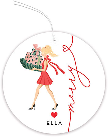 Hanging Gift Tags by Modern Posh (Holiday Girl with Gifts Blonde)